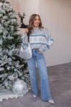 Let It Snow Snowflake Mock Neck Sweater â€?Cozy Winter Knit