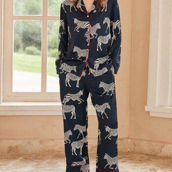 Blue Zebra Print Pajama Set