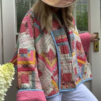 Printed hemmed quilted jacket