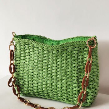 Square Chain Straw Bag