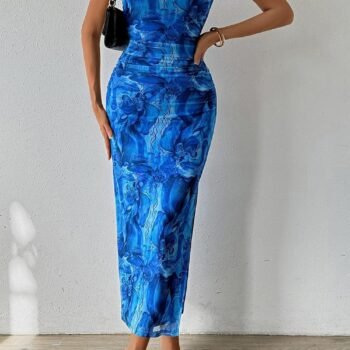 Rose Print Backless Dress ¨C Ruched Bodycon with Romantic Floral Vibe