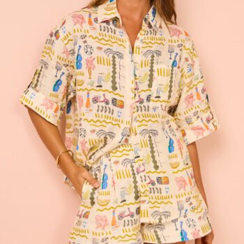 Printed Casual Loose Shorts Set