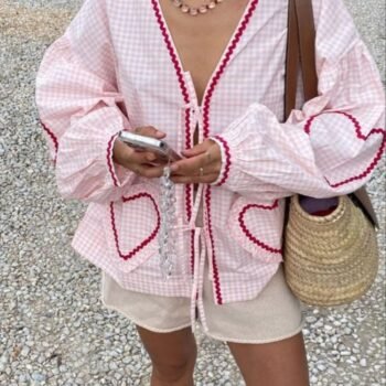 Organic Cotton Top - Pink Checks