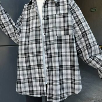 Casual Plaid Blouses Polyester Pocket Blouse Tops