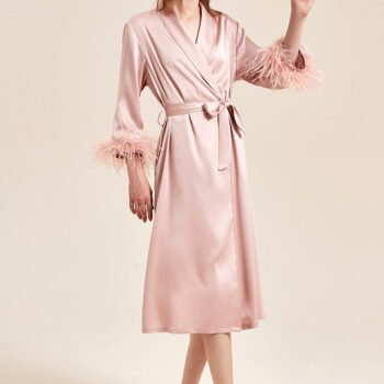 Pink Feather Bridal Robe