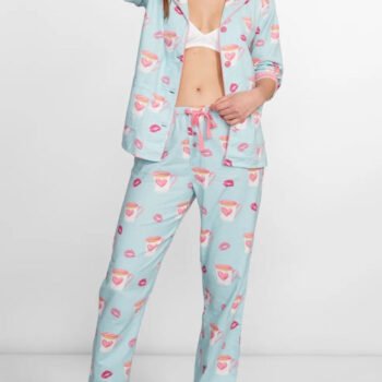 Heart and Lip Print Pajama Set