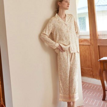 Floral Print Notched Collar Sleepwear Set