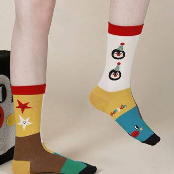 Cartoon Penguin Striped Socks
