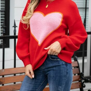 Sweetheart Knit Pullover Sweater