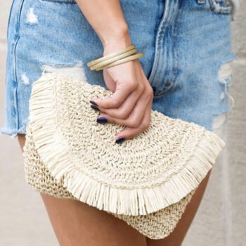 Frayed Raffia Clutch