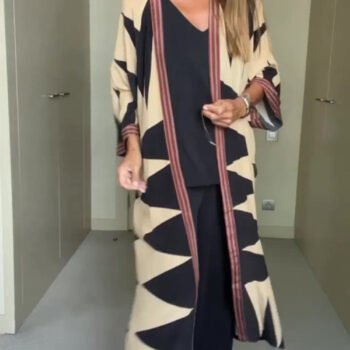 Bohemian Style Geometric Printing Cardian Kimono