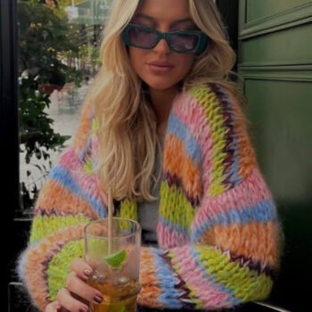 Loose Contrast Sweater Jacket