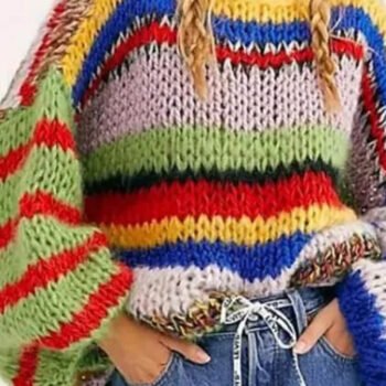 Retro Contrast Striped Sweater