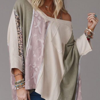 Casual Leopard Print Patchwork Sweatshirt