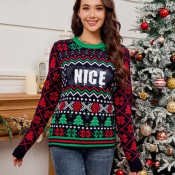 Sequin Embroidered Christmas Jacquard Knitted Sweater