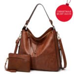 Luxury Leather Hobo Anti-Theft Handbag  FREE Pouch Wallet