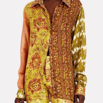 Unique Cliff Recycled Ethnic Print Button Top