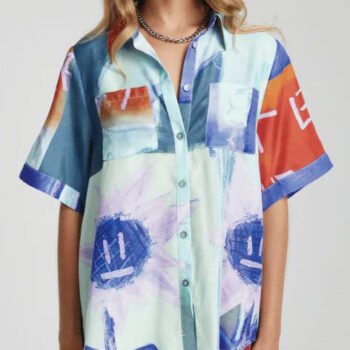 Unique Ink Floral Print Short-Sleeved Loose Shirt