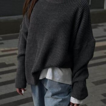 Classic Solid Color Round Neck Sweater