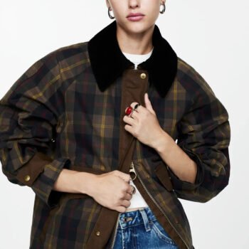 Plaid Straight-Cut Women's Jacket