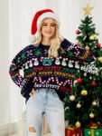 Crewneck SequinSweater ¨C Snowman & ChristmasTree