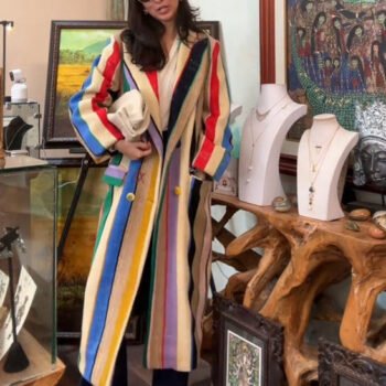 Colorful Striped Burlap Coat