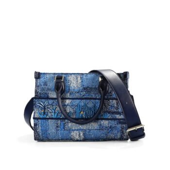Deep Blue Structured Heavy-Stitch Tote Bag
