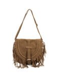 Faux Suede Fringed Buckle Decorated Bag