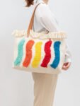 Embroidered Rainbow Pattern Tote Bag