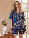 Cute Cartoon Animal Print Short Loungewear Set