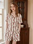 Dragon Head Chain Print Short-Sleeve Loungewear Set