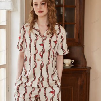 Dragon Head Chain Print Short-Sleeve Loungewear Set