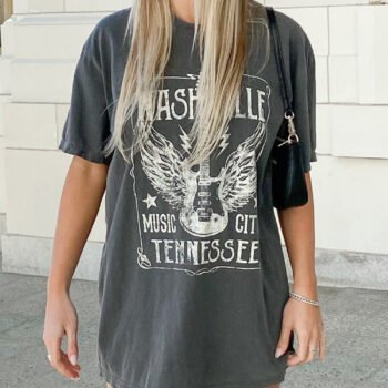 Guitar Slogan Letter Graphic Tee