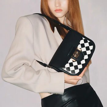 Checkerboard Saddle Crossbody Shoulder Bag