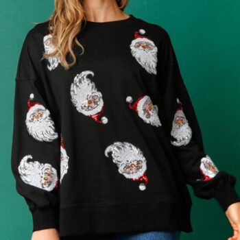 Sequin Santa French Terry Sweatshirt
