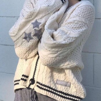 Loose Star Embroidered Cardigan
