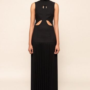 Pleated Cutout Maxi Dress ¨C Bold Elegance in Black