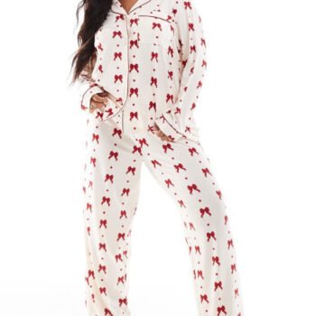Red Bow Print Pajama Set