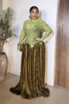 Mesh Panel Retro Pleated Maxi Dress