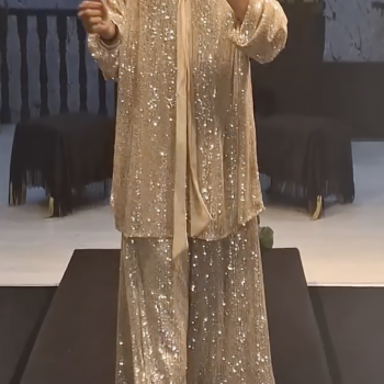 Hampagne Sequin Loose Pants Set
