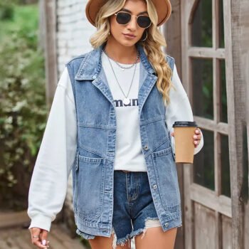 Loose-Fit Denim Vest Tank Top