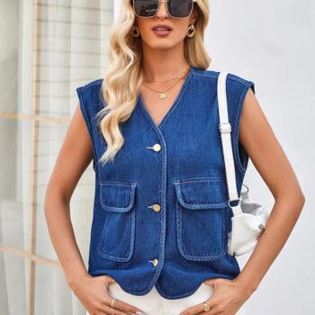 Spring-Summer Sleeveless Denim Vest Top
