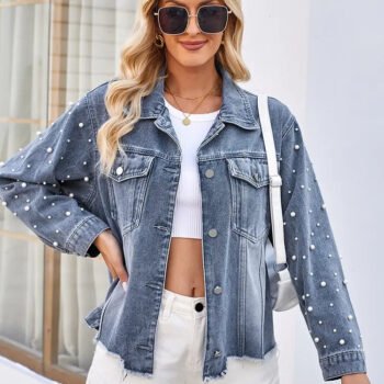 Beaded Washed Denim Jacket