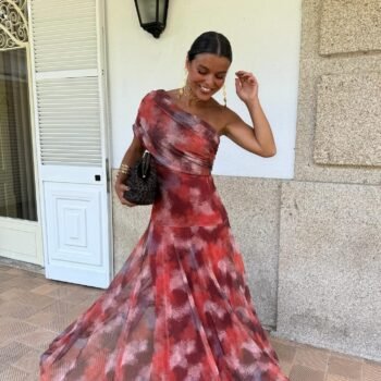 One Shoulder Tie Dye Maxi Dress