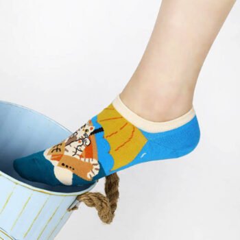 Cartoon Kitty Boat Socks