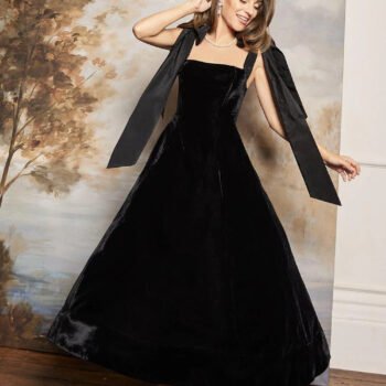 Velvet Strapless Bow Midi Dress