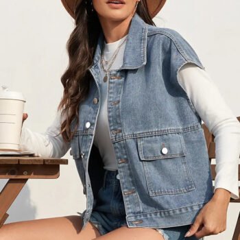 Vintage Washed Fitted Denim Vest