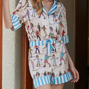 Ski Sports Print Pajama Set