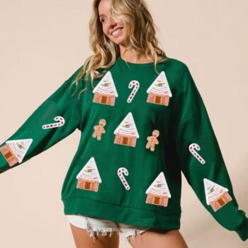 Sequin Gingerbread Man Christmas Top