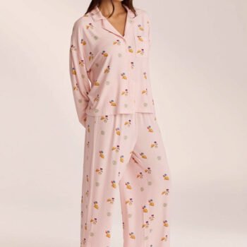 Food Print Pajama Set - Dusty Pink
